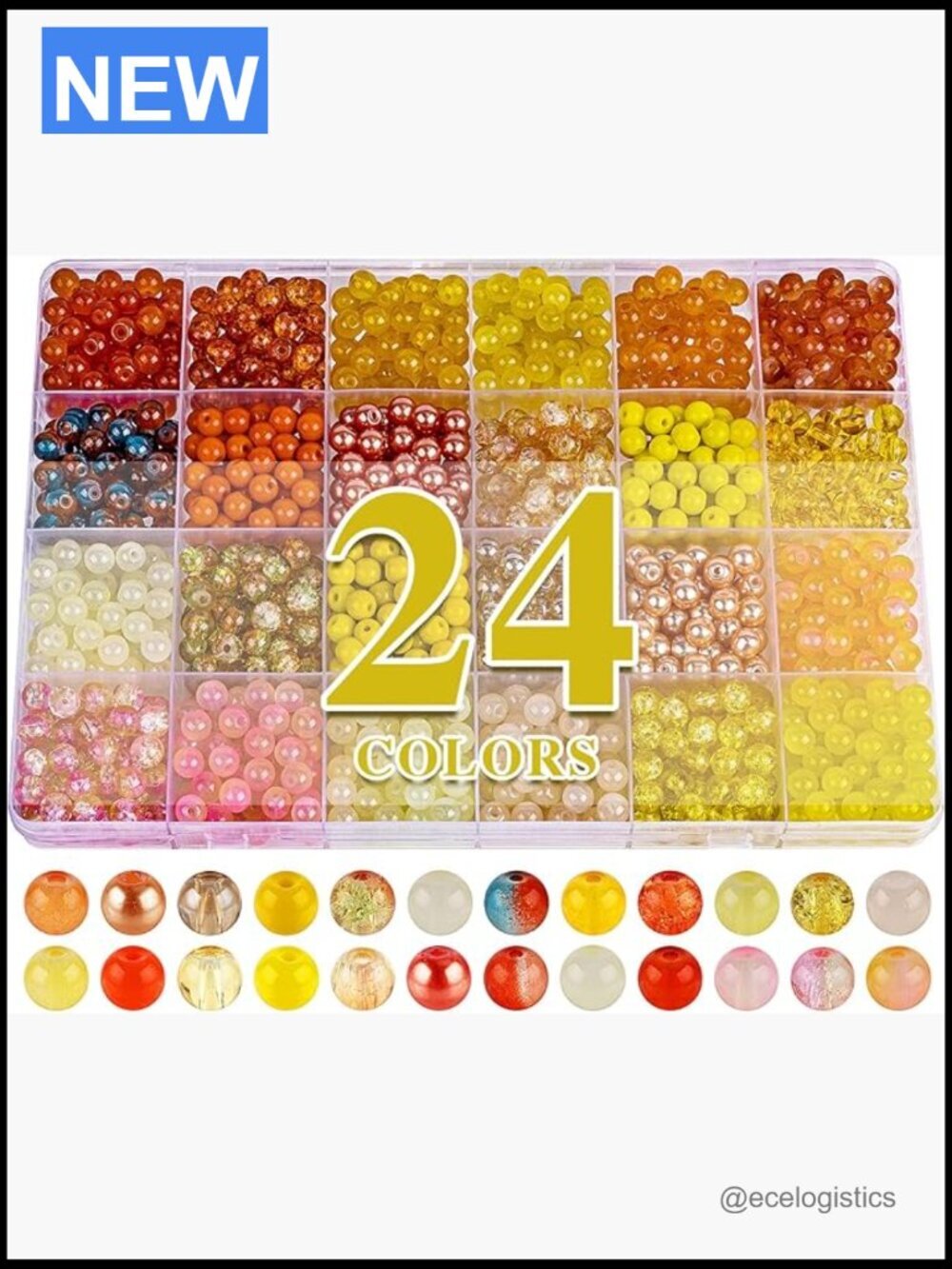 1200pcs 6mm Glass Beads Bracelet Making Kit DIY Craft Supplies